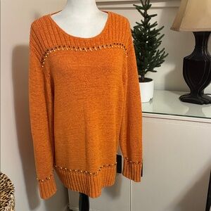 Orange Beaded Women's Sweater Size XL